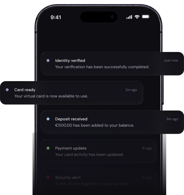 F-less notifications: identity verified, card ready, and deposit received